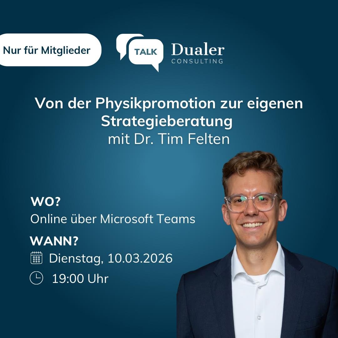 Dualer Talk – Von der Physikpromotion zur eigenen Strategieberatung mit Dr. Tim Felten