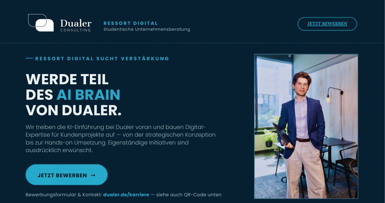 Recruiting-Flyer Ressort Digital: Werde Teil des AI Brain von Dualer